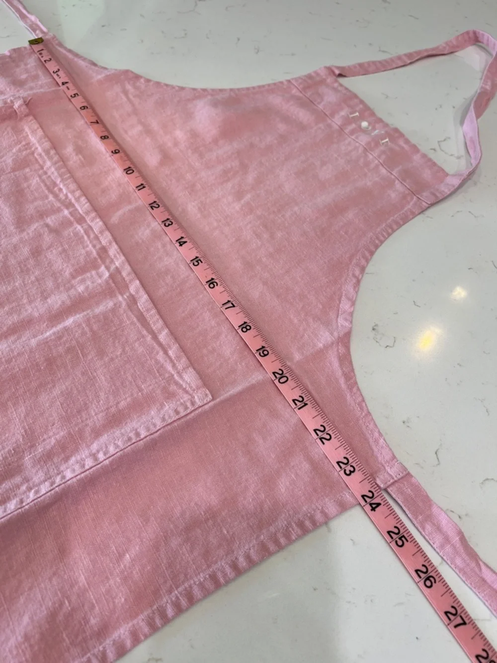Williams Sonoma Dusty Rose Linen Apron with LOVE Embroidery
